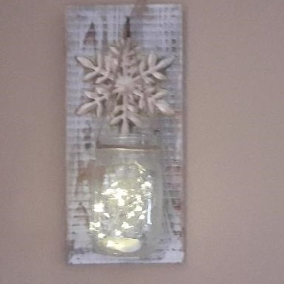 Twosistershop Other - Snowflake Mason Jar Sconce